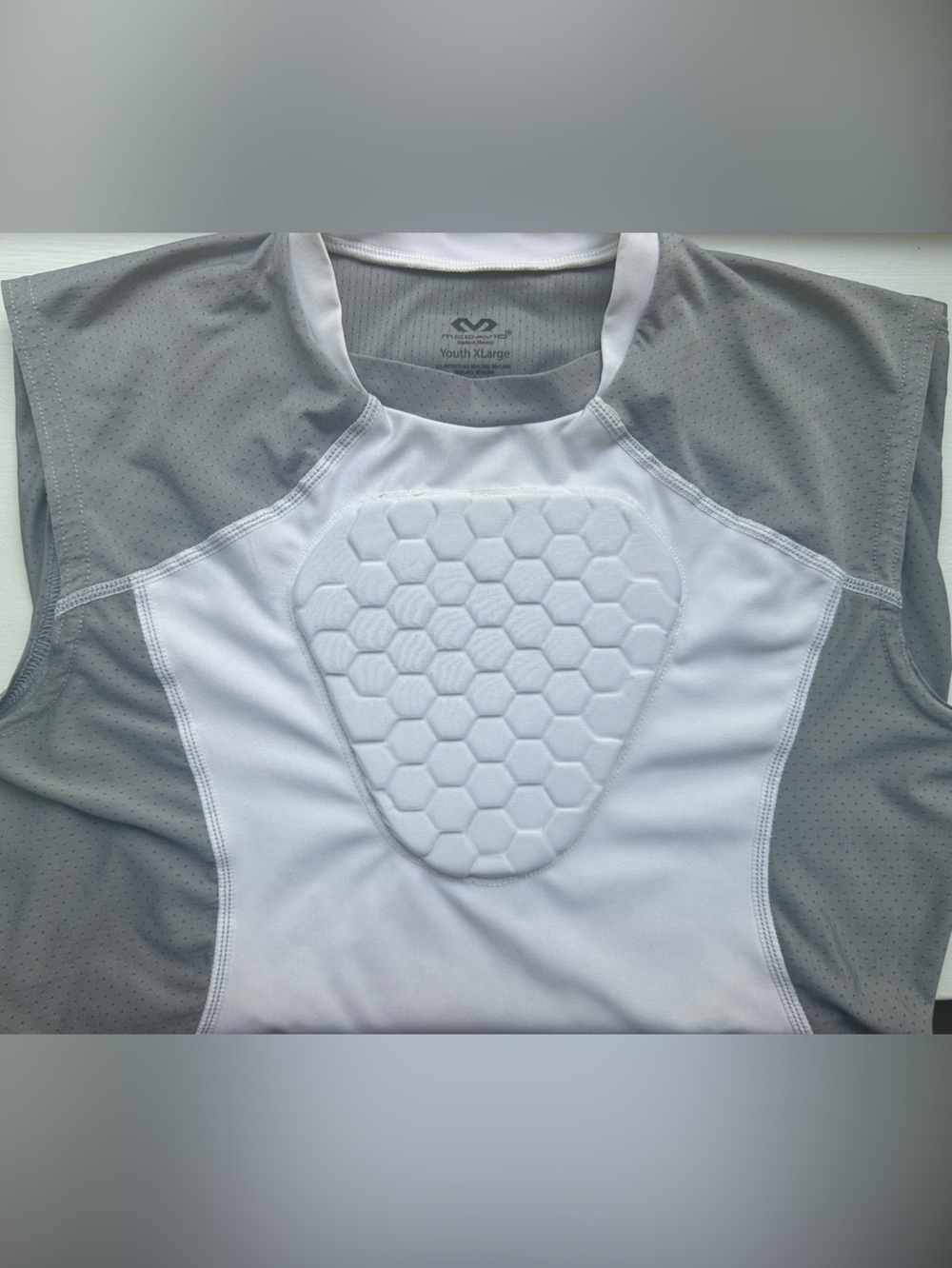 McDavid Chest Protector Youth XL Athletic Shirt in Gray & White